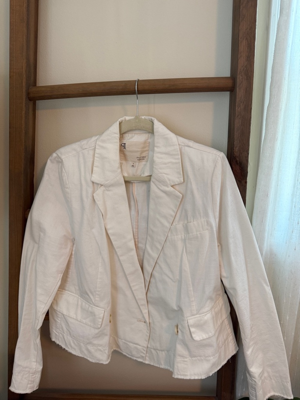 Pilcro Ivory Cotton Blazer Jacket